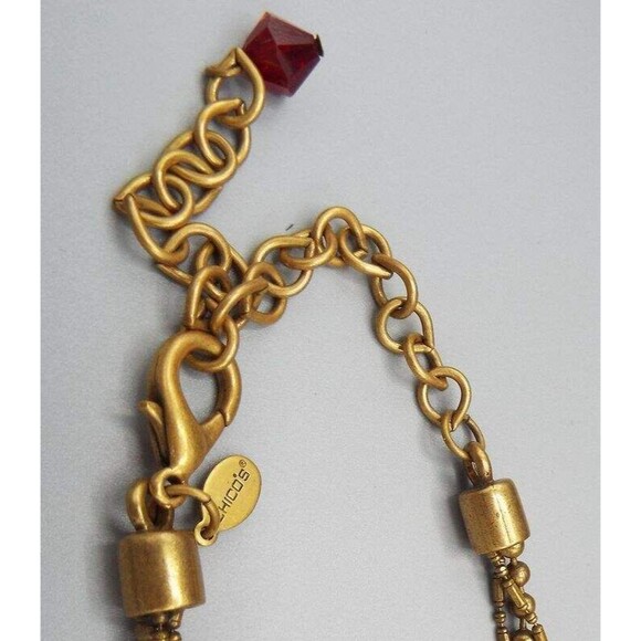 Chico's 1 Strand Red White Blue Dichroic Glass Heart Ball Chain 21" Necklace - Picture 4 of 4